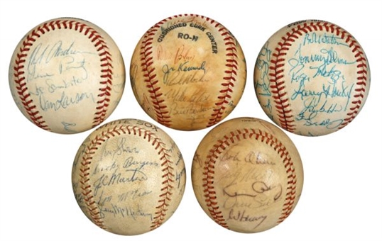 Lot of (5) 1960s/70s Team Signed Baseballs